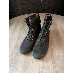 Sperry Womens Black Suede Boots Lace-up & Zip Sz 8 M Good to Very Good Condition